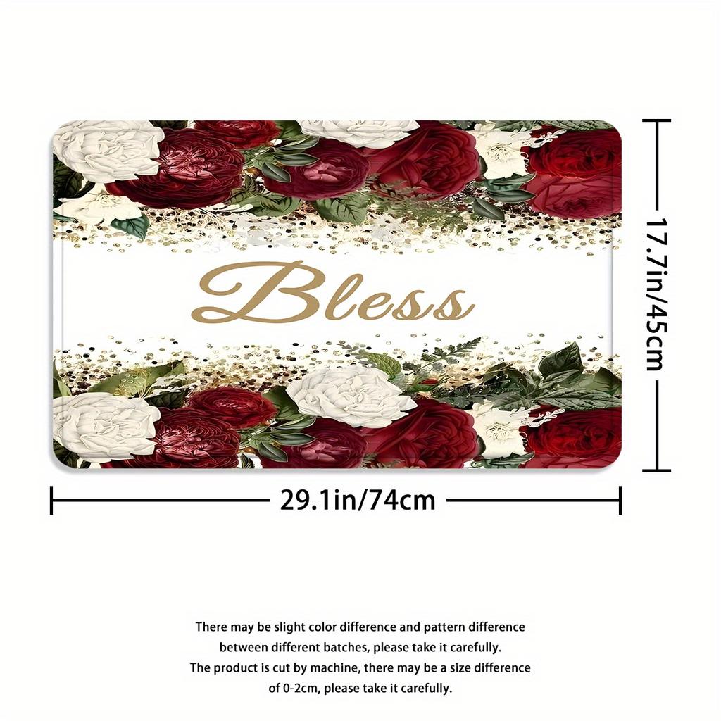 4 Stück Rose Segen Druck Wasserdichter Duschvorhang Mit 12 Haken Rutschfester Badezimmerteppich WC U-Form Matte Toilettendeckel Abdeckung