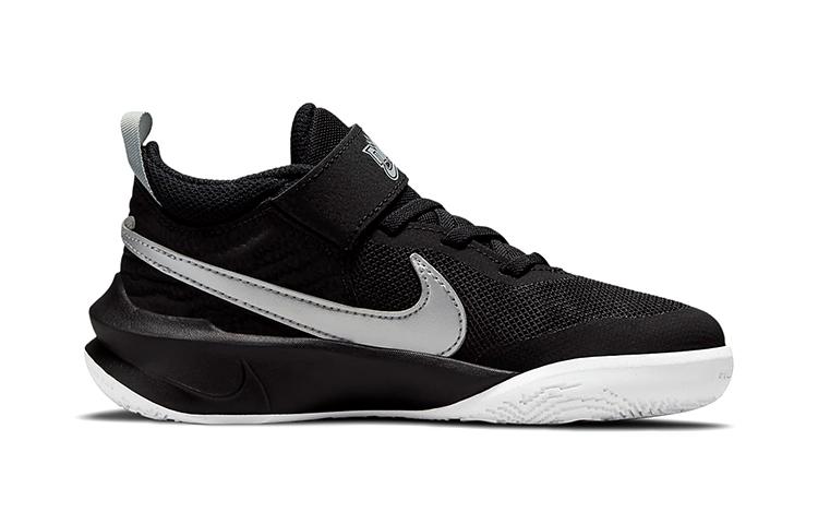 Nike Team Hustle D 10 Slip Resistant Cushioning Abrasion Resistant Low Top Children's Basketball Shoes Black White CW6736-004