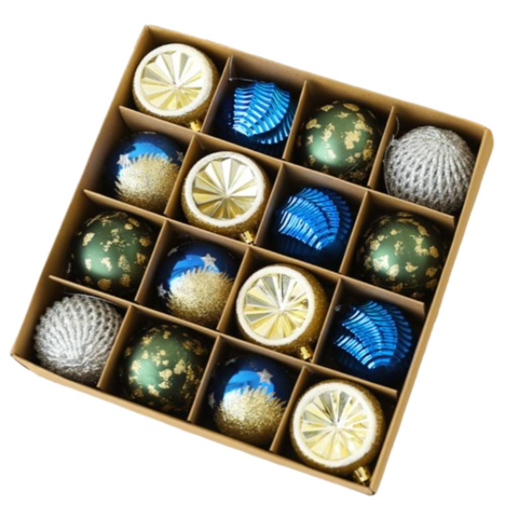 

16pcs Plastic Electroplated Hanging Balls 6cm Xmas Tree Pendants Holiday Wedding Party Decor Style 3