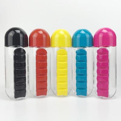Creative 700ML Water Bottle with Built-In Seven-Day Pill Organizer, Portable & Large Capacity, Two-in-One for Outdoor Use