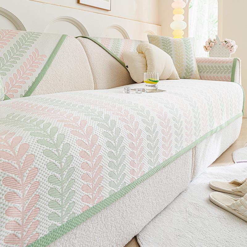 Ice Silk Sofa Cushion, Summer Sofa Mat Cushion  New Fixed Non-Slip Seat Cushion, Summer Advanced Feeling Cover Cloth