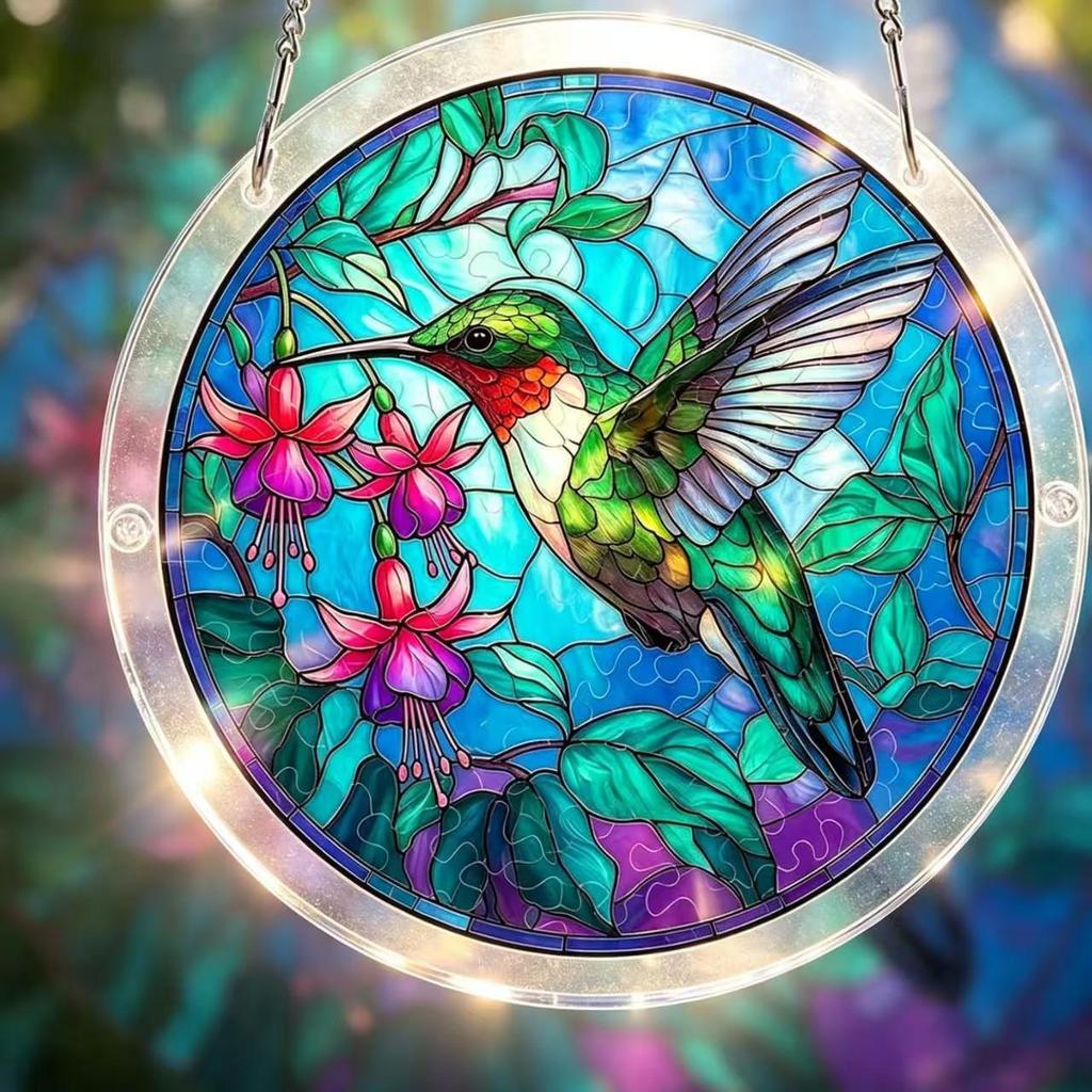 Acrylic Sun Catcher Jigsaw Puzzle, 84-Piece Window and Garden Decoration, Colorful Hanging Ornament.