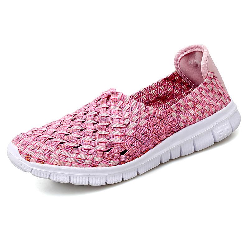 Damen Sneakers Sommer Atmungsaktiv Leichte Slipper Damen Flache Schuhe Damen Loafer Manuell Gewebte Flache Damen Freizeitschuhe