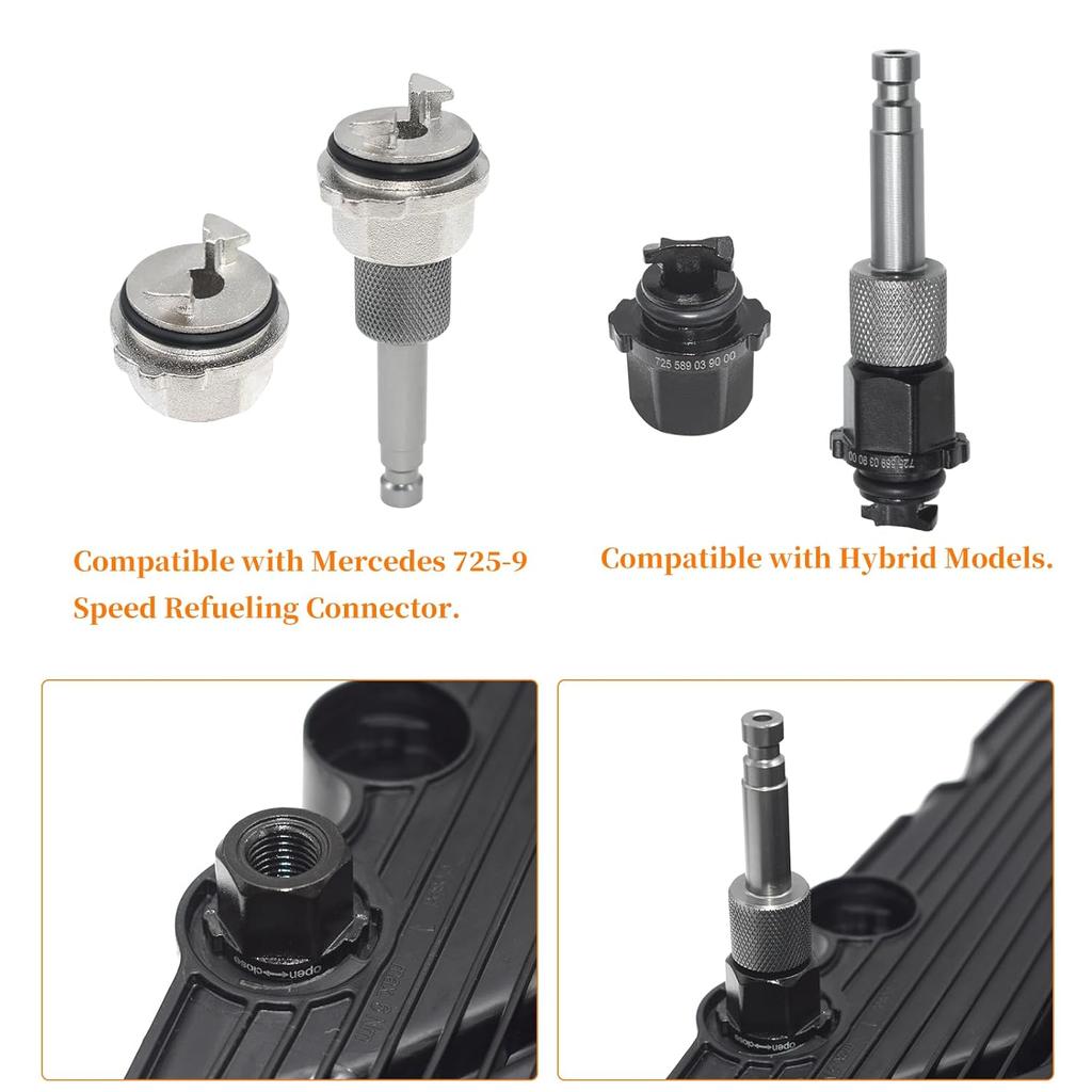 7PCS Metal Transmission Oil Change Filling Tool, Compatible With Mercedes Benz 725.0 8-Speed 9-Speed Transmission, With 9-Speed Hybrid Fuel Filler