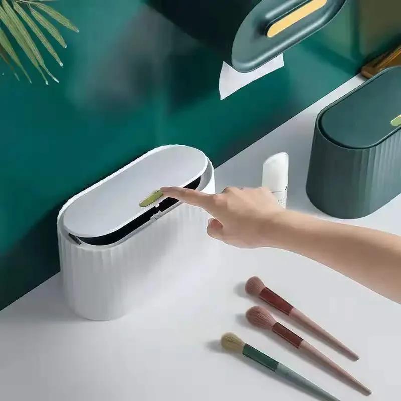 Desktop Cosmetics Storage Box Dust-proof Makeup Organizer for Cotton Pads Swabs Beauty Egg Holder Bathroom Jewelry Organizer