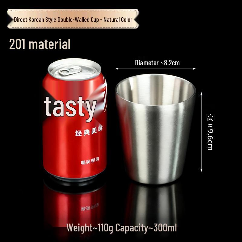 Korean Industrial Style 304 Stainless Steel Double-Walled Gold Beer Mug and Tea Cup