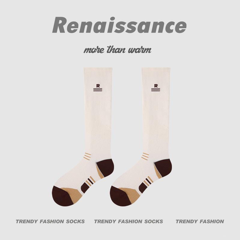 Renaissance Vibrant Orange Low-Pressure Yoga & Fitness Mid-Calf Socks