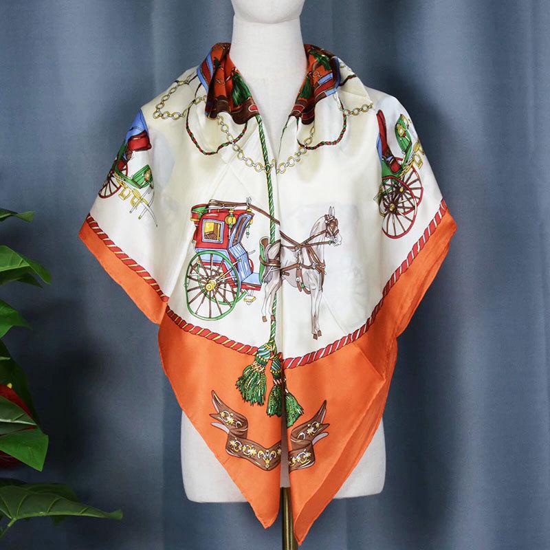 2024 New Style Large Square Scarf: 110 Mulberry Silk with Hand-Rolled Edges