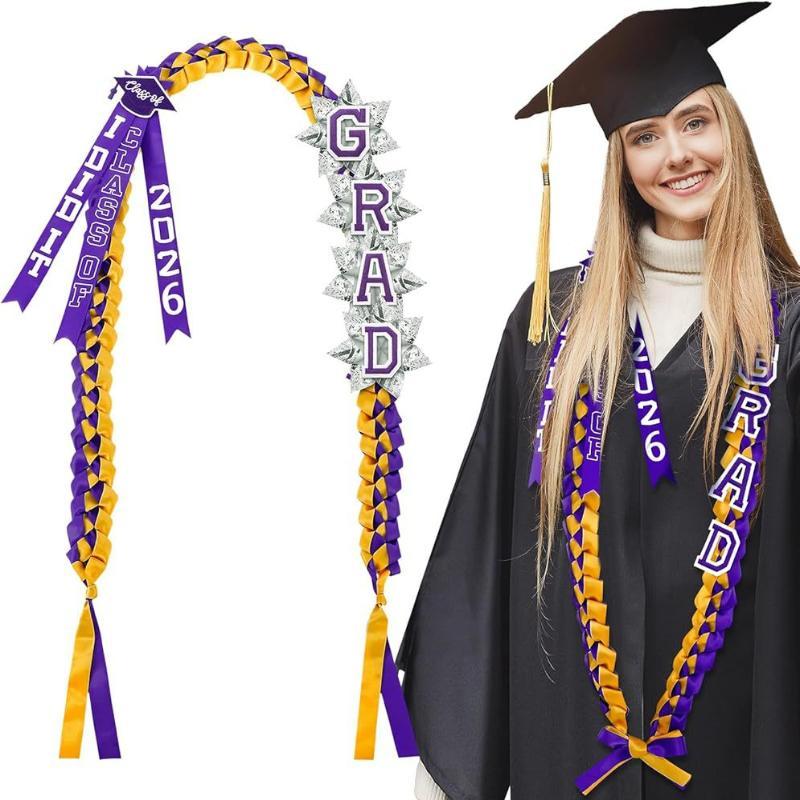 1 Pcs Graduation Lei For Class Of 2026 With Embroidered Grad Letters Perfect For Graduation Events