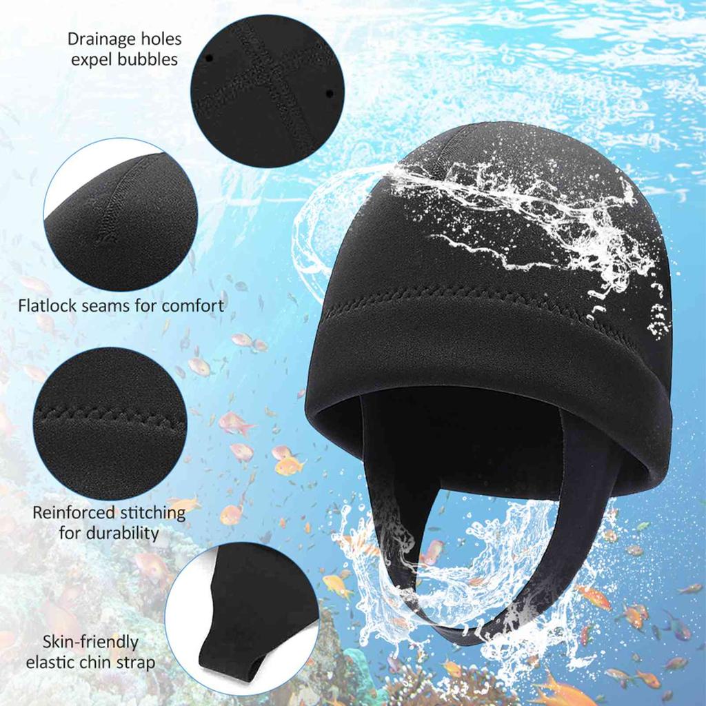 2mm Neopren Schnorchelkappe UV-Schutz Warm Tauchhaube Neoprenanzug Mütze zum Schnorcheln Schwimmen Surfen Kajakfahren