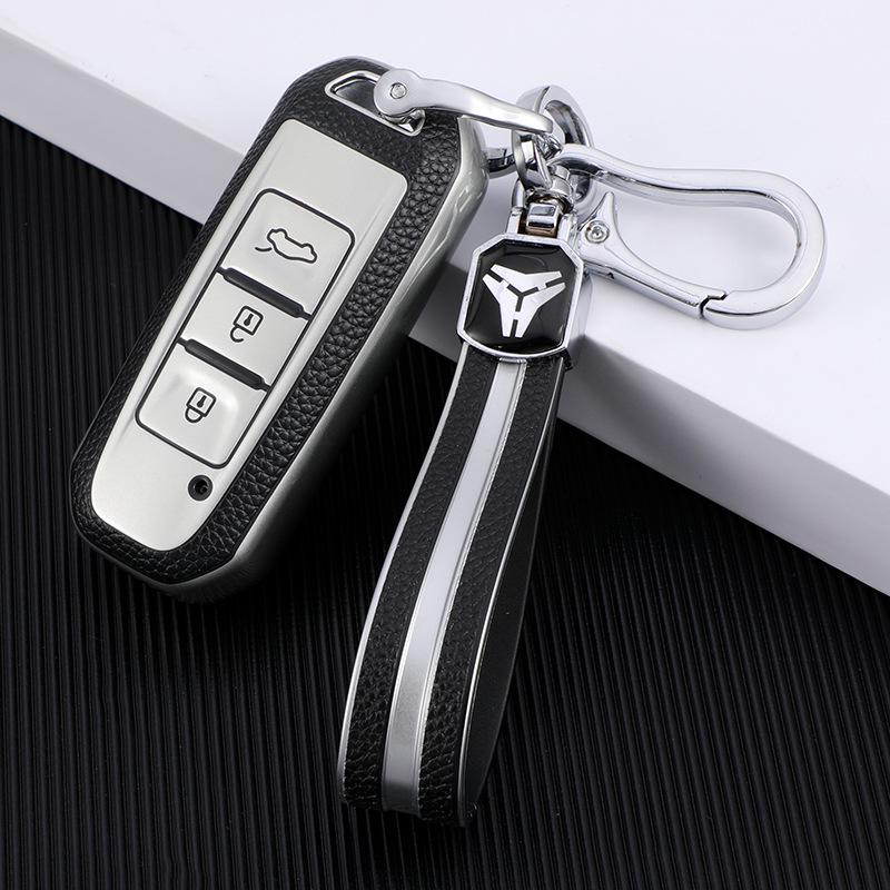 Baojun Car Key Case: 730, 200E100, 560, 530, 630 Leather Pattern Protective Shell with Buckle for Women