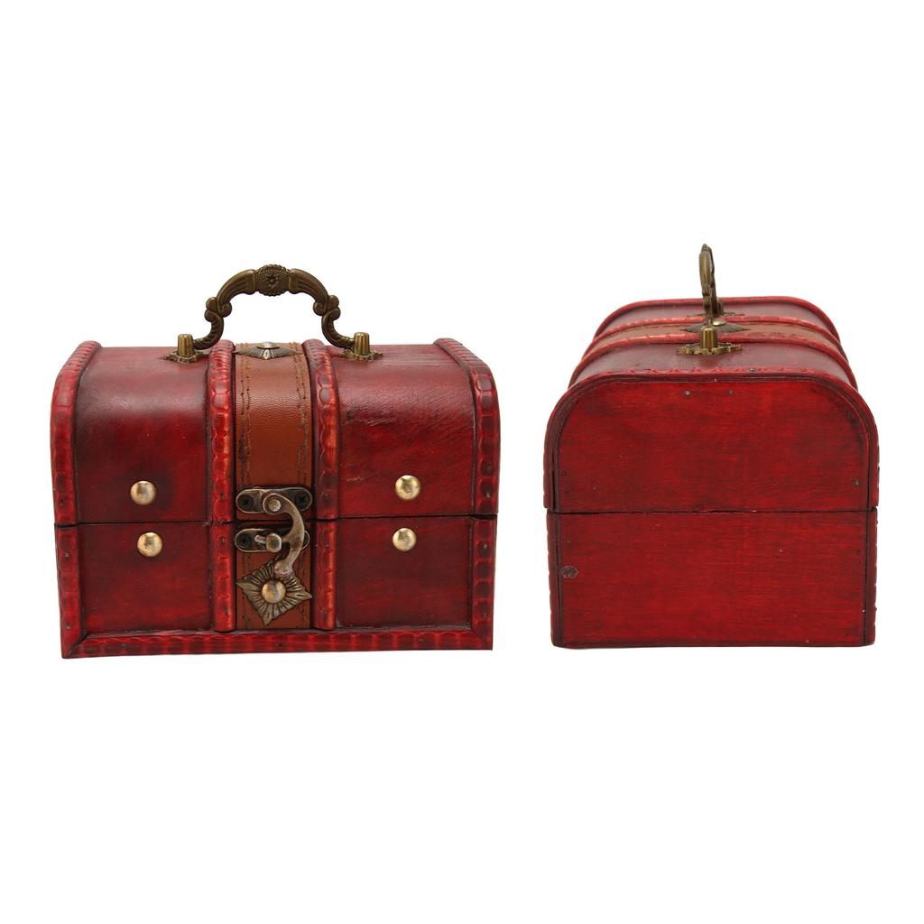 Wooden Storage Box Flip Open Type Vintage Jewelry Organize Case for Earring Coins L Size