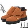 Labor insurance shoes cow suede men's anti-smashing anti-piercing protective shoes steel toe cap non-slip wear-resistant H374
