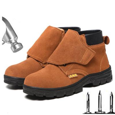 Buty robocze z zamszu bydlęcego męskie odporne na uderzenia i przebicia buty ochronne stalowy podnosek antypoślizgowe odporne na ścieranie H374