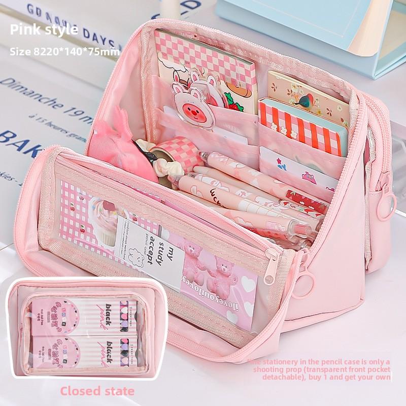 Transparent Pencil Case Foldable High Capacity Girls Removable Pain Bag New 2025 Canvas Makeup Bag pencil case