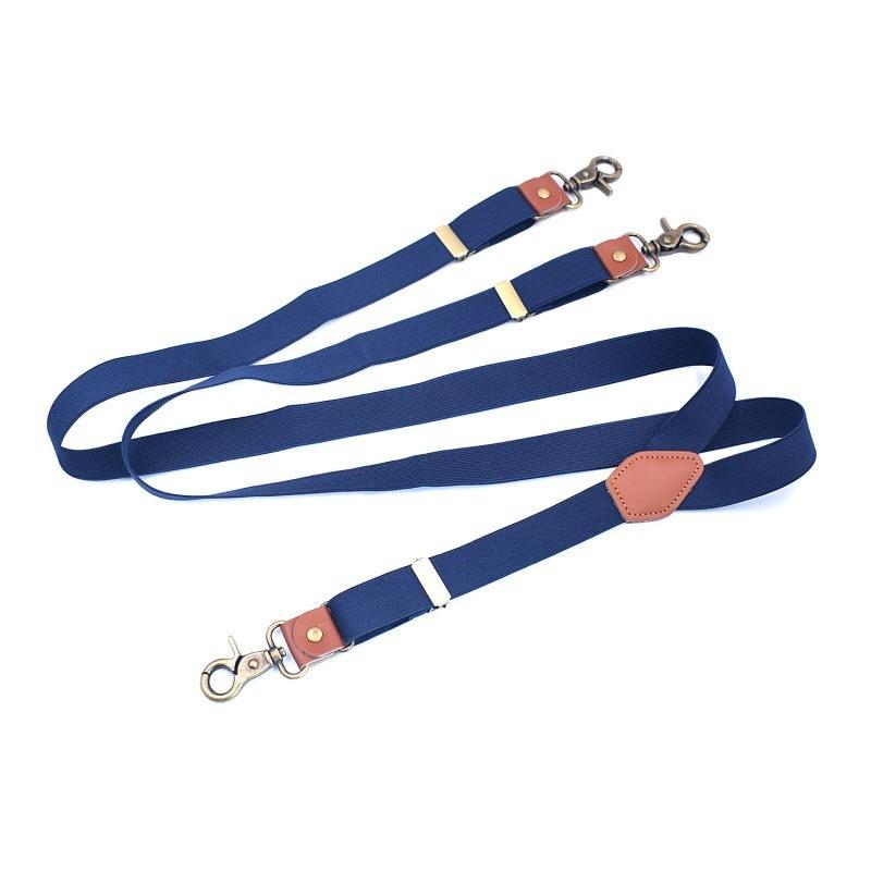 Vintage Brown Striped Bronze 3 Hook Suspenders PU Leather Link Premium Buckle Flexible Men And Women Braces