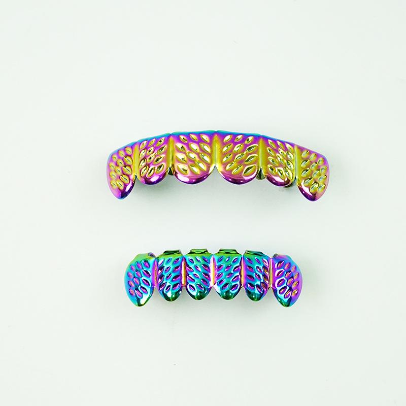 Personalized Rainbow Metal Teeth Jewelry for Rap & Nightclub Performance