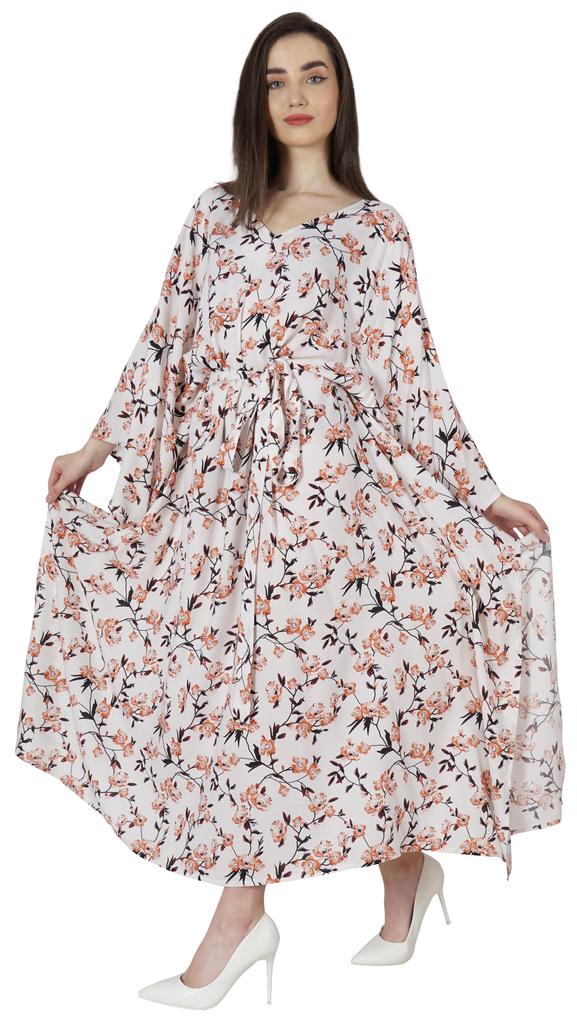 Moomaya Printed Sleep Loungewear For Women Kimono Sleeves Kaftan Resort Dress  Maternity