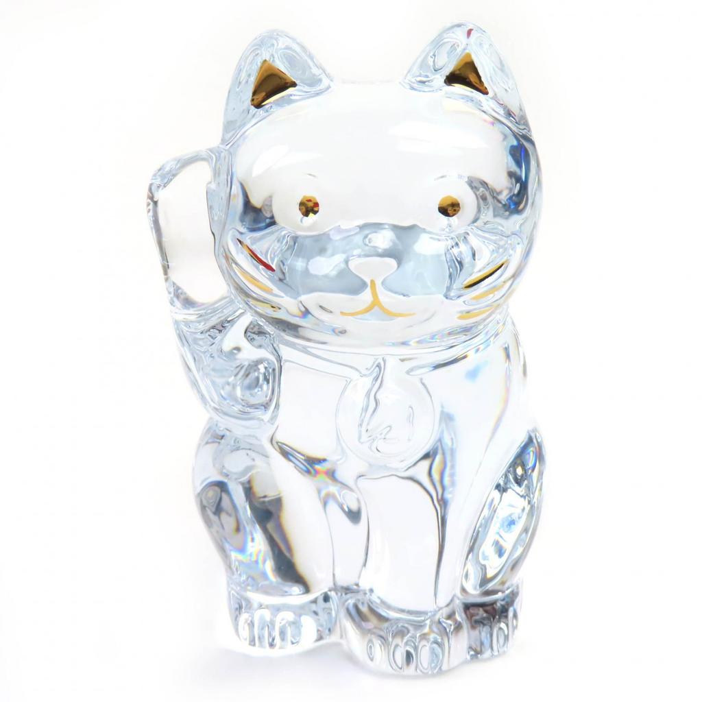 Excellent Baccarat object Lucky Cat clear crystal Women Used