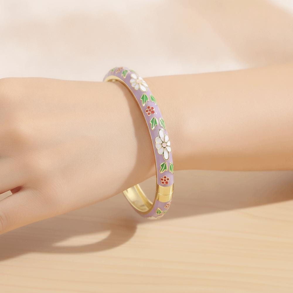 Zinc Zinc Alloy Material Enamel Bracelet Ethnic Floral Motifs Cloisonne Bracelet  Gift Giving