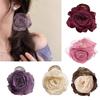 Contemporary Camellia Design Hair Claw Clip Practical Strong Grip Hairpin With Tulle Flower Embellishment