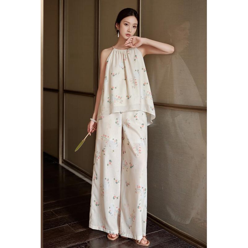 New Chinese Style Floral Halter Camisole Top