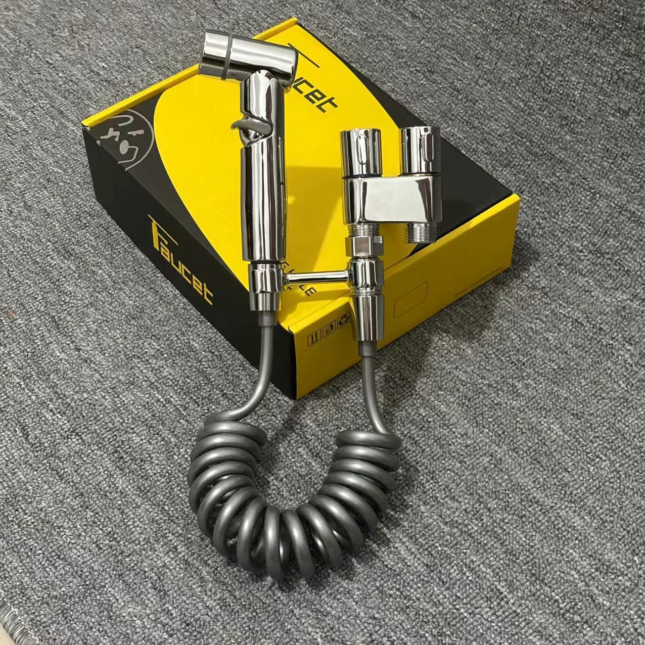 

Нержавеющая сталь туалетный распылитель пистолет 2-ходовой сплиттер высокого давления биде распылитель для домашней ванной комнаты серебряный