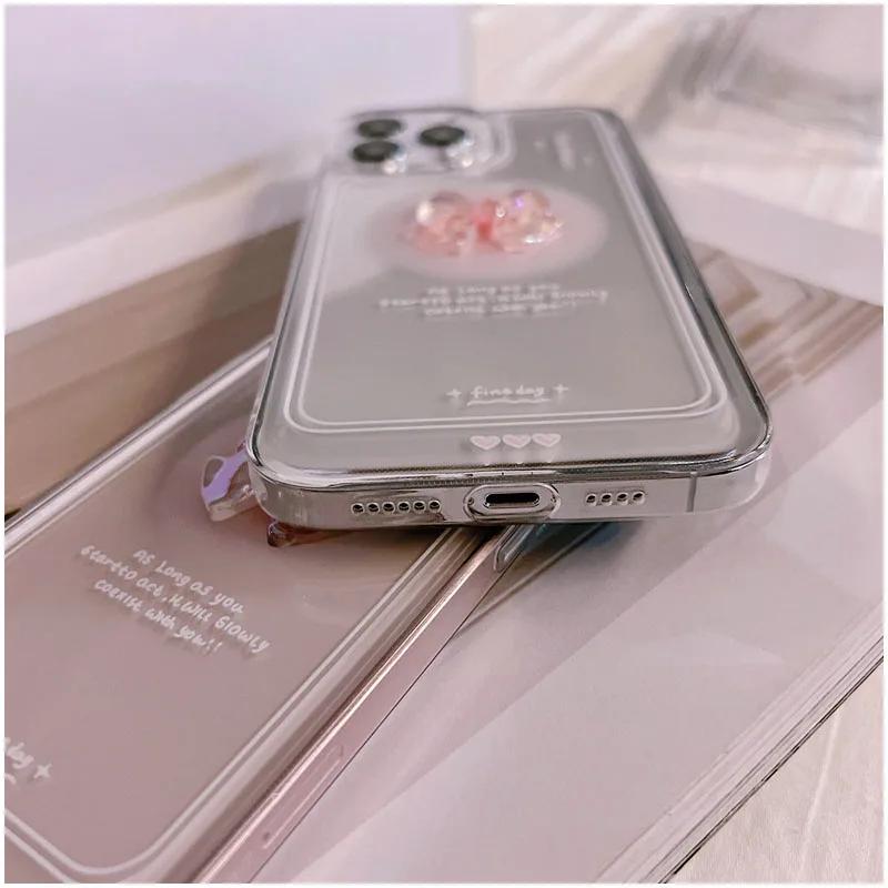 Funda Blanda Transparente con Lazo 3D Coreana para Xiaomi POCO X5 X3 X6 Pro F5 F6 M6 Pro 4G Mi 14 13 12 11 Lite 5G NE 12T 13T Pro Cubierta Transparente