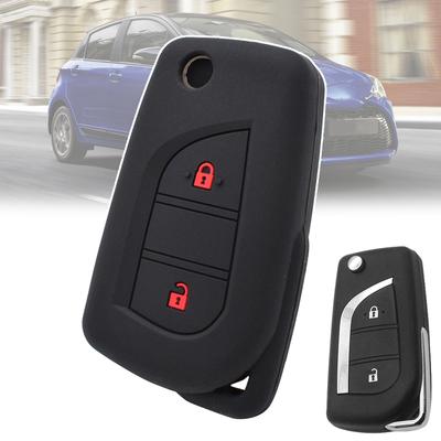 Porte-clés en Silicone pour télécommande de voiture, coque de protection pour porte-clés, anneau de protection à 2 boutons, pour Toyota Corolla Highlander Rav 4 Yaris Camry