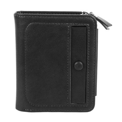 PU Wallet with Multiple Card Slots PU Leather Textured Trifold Three Fold Wallet for Men Boys Black