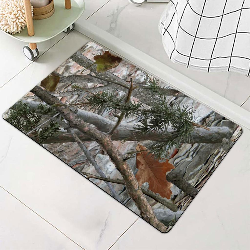 Tree Trunk  Leaf Pattern Carpet Mat Bathroom Entrance Bedroom Door Mat Home Decoration  Rural Natural Art Floor Mat