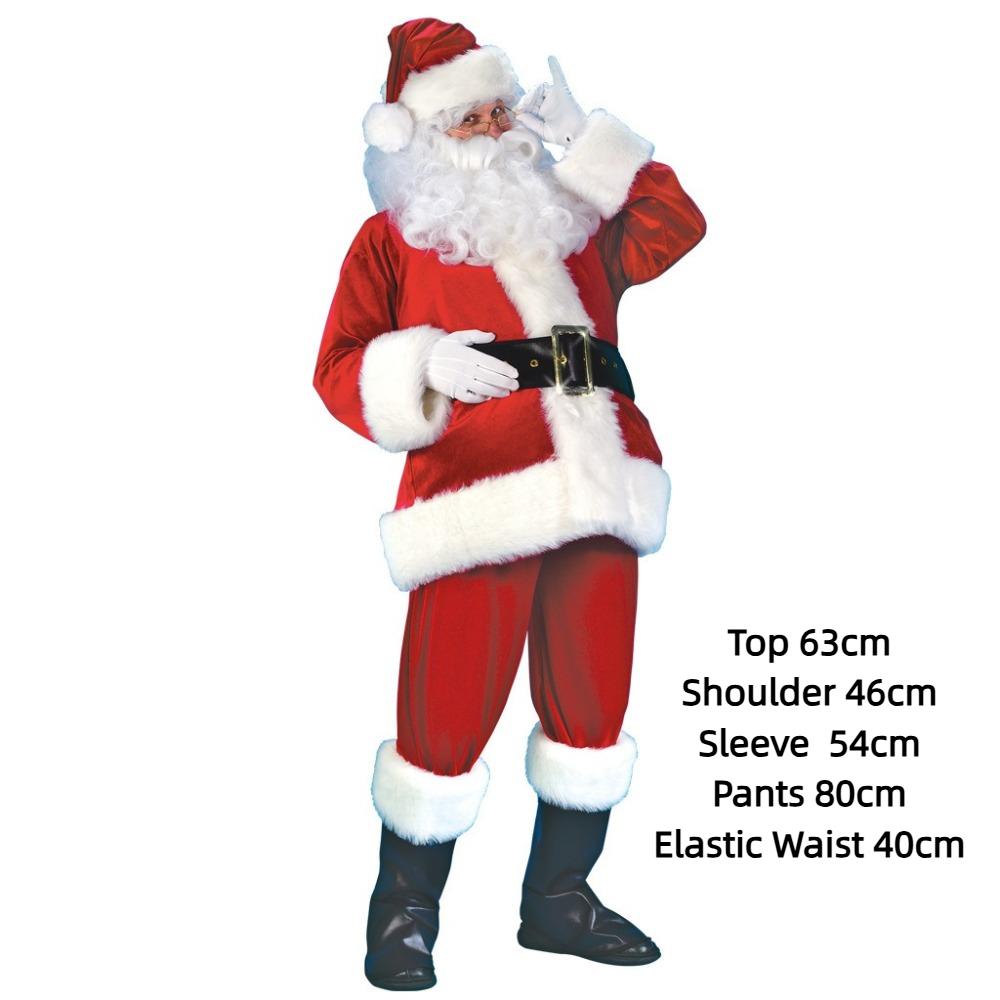 5/6/7pcs Classic Christmas Costume Set Red Cosplay Clothes New Santa Claus Costume  Women Men