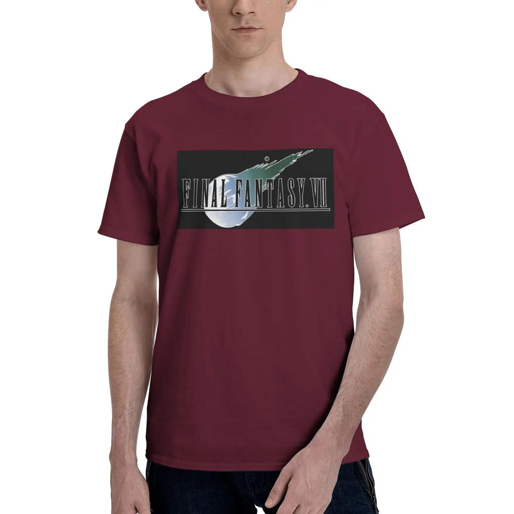 Final Fantasy 7 Log Men T-Shirt Übergröße T-Shirts Herren Rundhals Baumwolle T-Shirts Kurz Sommer Herren