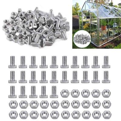 50/100Set Hohe Härte Gewächshaus Muttern Schrauben Kit Aluminium Garten Zubehör