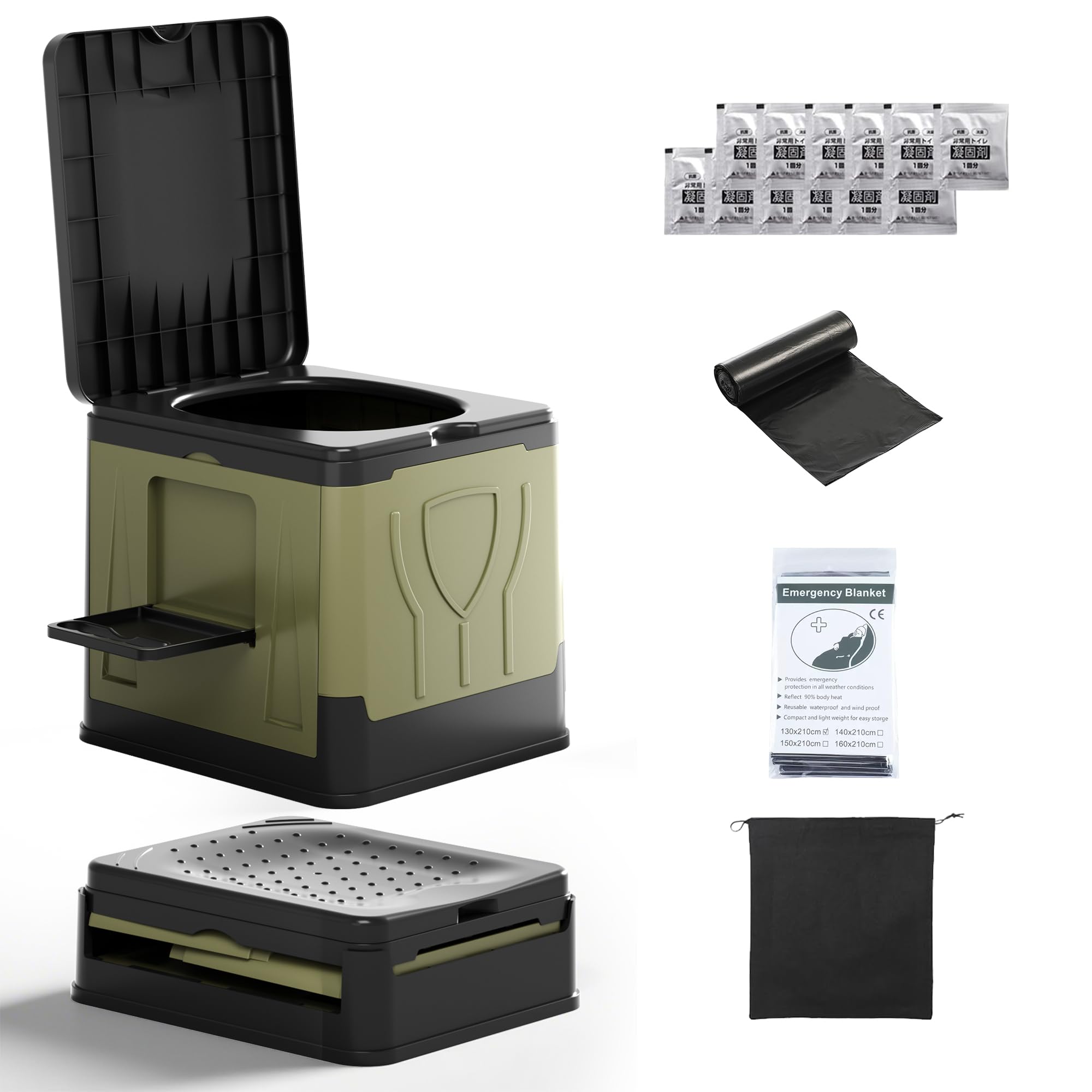 

Алюминиевый лист Портативный Аварийный 180 кг Вес Легко Легкий Компактный Включает 12 Отходов Идеально подходит для Наружного Водного и Ухода [Бонус в комплекте] Туалет, зелёный