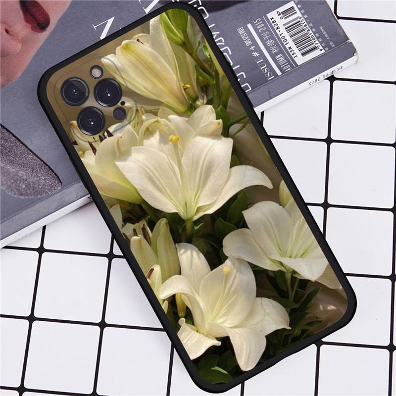 Lily Flowers Phone Case For iPhone 14 11 12 13 Mini Pro Max 8 7 6 6S Plus X SE 2020 XR XS Funda Case