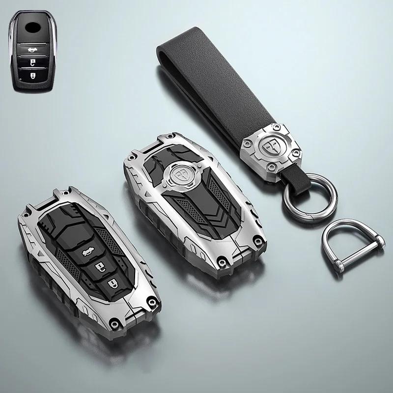 Zinc Alloy Car Key Case Full Cover Shell for Toyota Models 2/3 Buttons Compatible with CHR C-HR RAV4 Land Cruiser Prius Camry Co