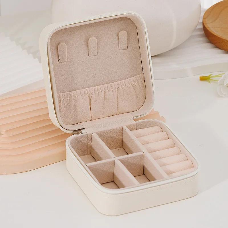 Mini PU Jewelry Box - Portable Ring Earring Organizer Case, Small Jewelry Storage Pouch for Travel & Home Use