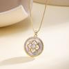 Nidin Vintage Flower Design Round Pendant For Women Light Luxury Zircon Inlaid Lucky Choker Necklace Fashion Jewelry Fine Gifts