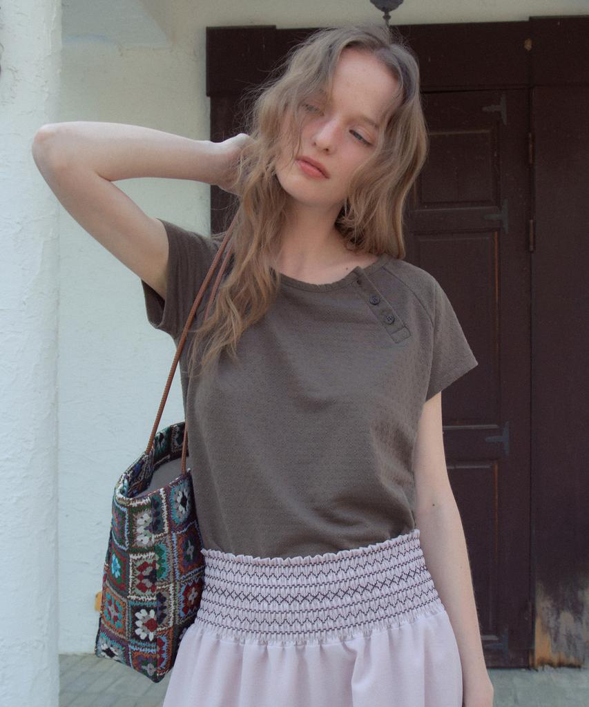 Aueonoseuteljia Jacquard Button Half T-Shirt_Brown(Ob6Tp15)
