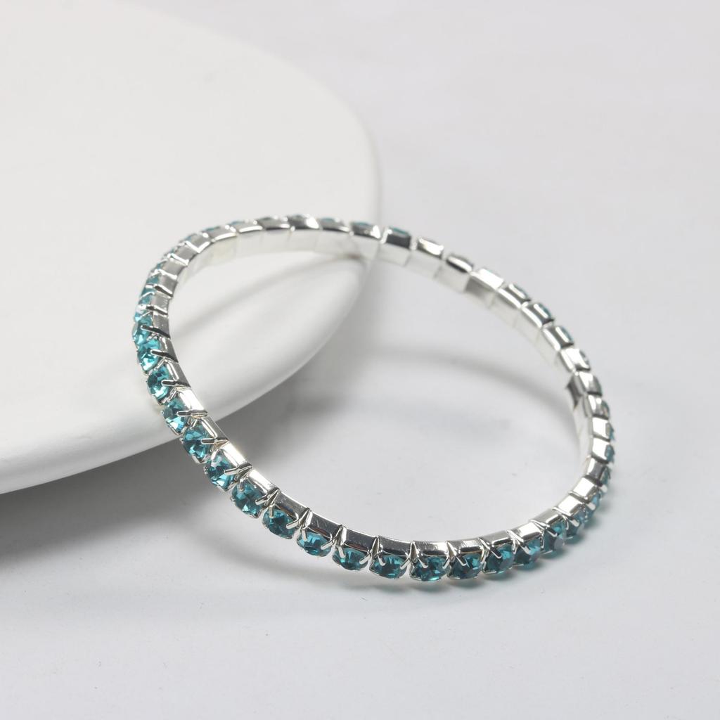 Trendy Multi-Color Diamond Single Row Elastic Bracelet for Women