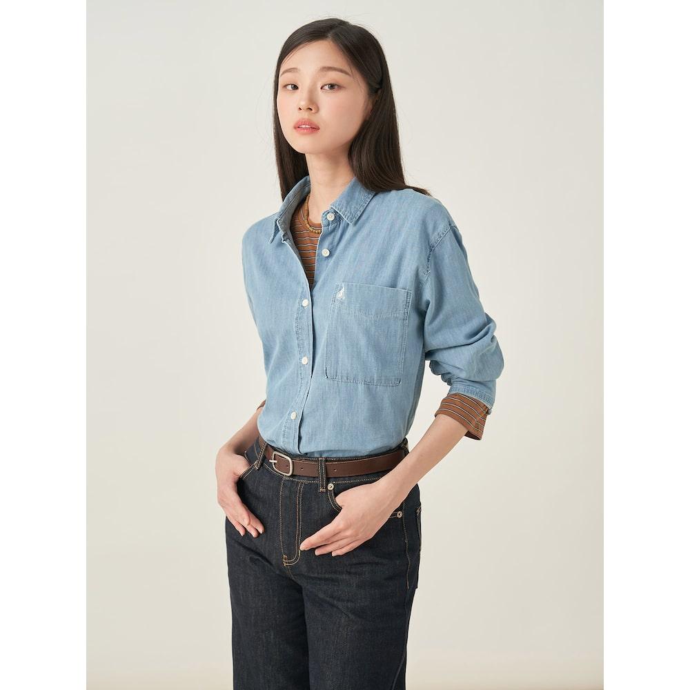 Binpolleidiseu Denim Oversized Shirt Sky Blue (Bf5764C03Q)