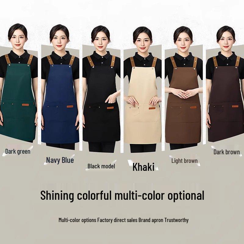 Waterproof Logo Printed Canvas Apron for Women - Perfect for Milk Tea and Coffee Shop Workers