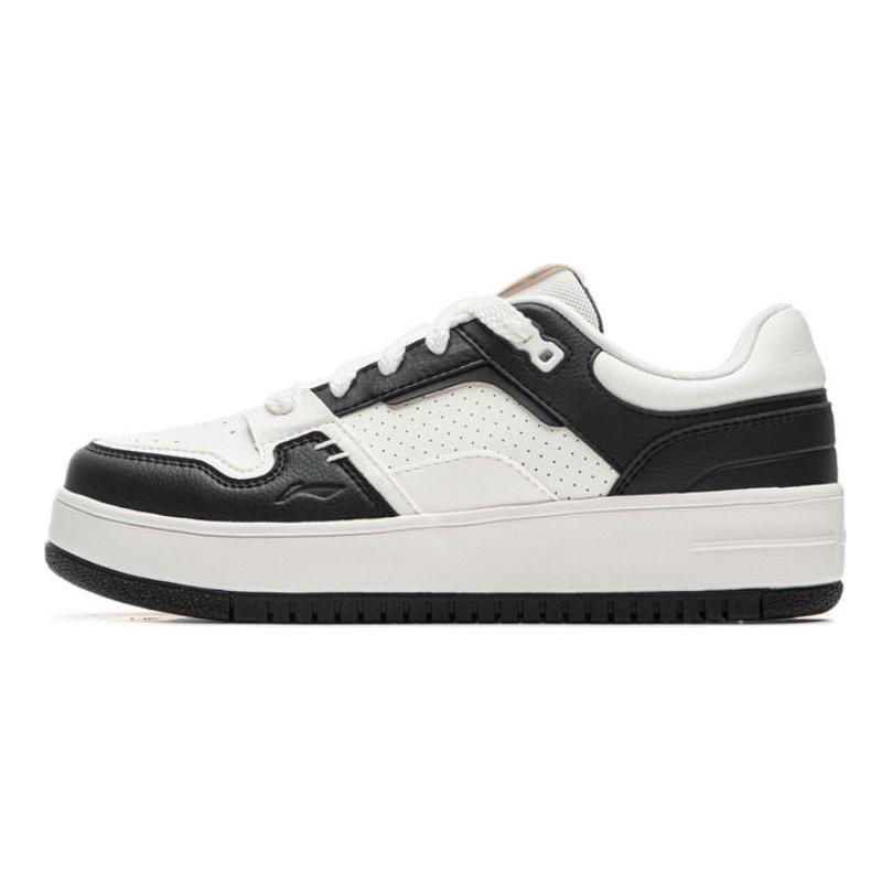 Li Ning Slip Resistant Abrasion Resistant Low top Skateboard Shoes Women's White Black AGCU366-2