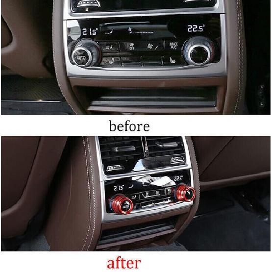 Fits For BMW 5 Series G30 2018-  Red Aluminum Rear Ac Knob Cover Trim 2X