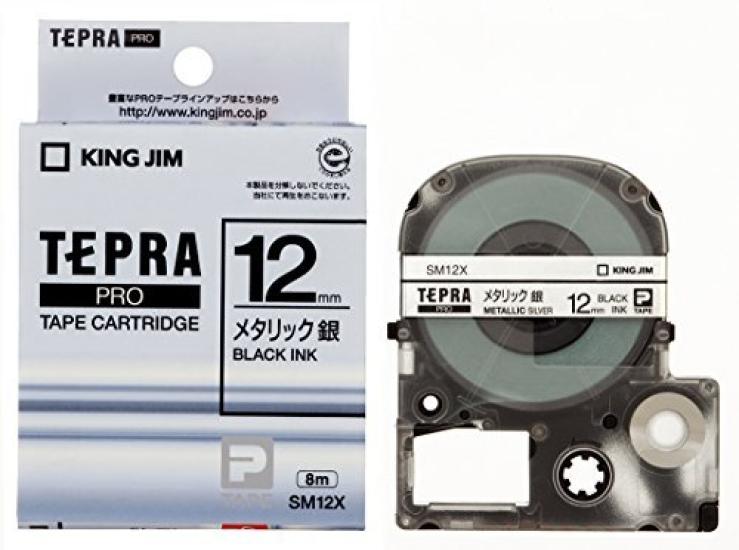 

King Jim PRO Tape Metallic SM12X 00039654 of Tape, Silver/Black Lettering, (Pack 3)