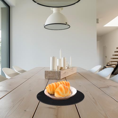 No-brand silicone heat-resistant pot mat black material dishwasher safe heat insulation function kitchen non-slip pad ideal placing cooking utensils