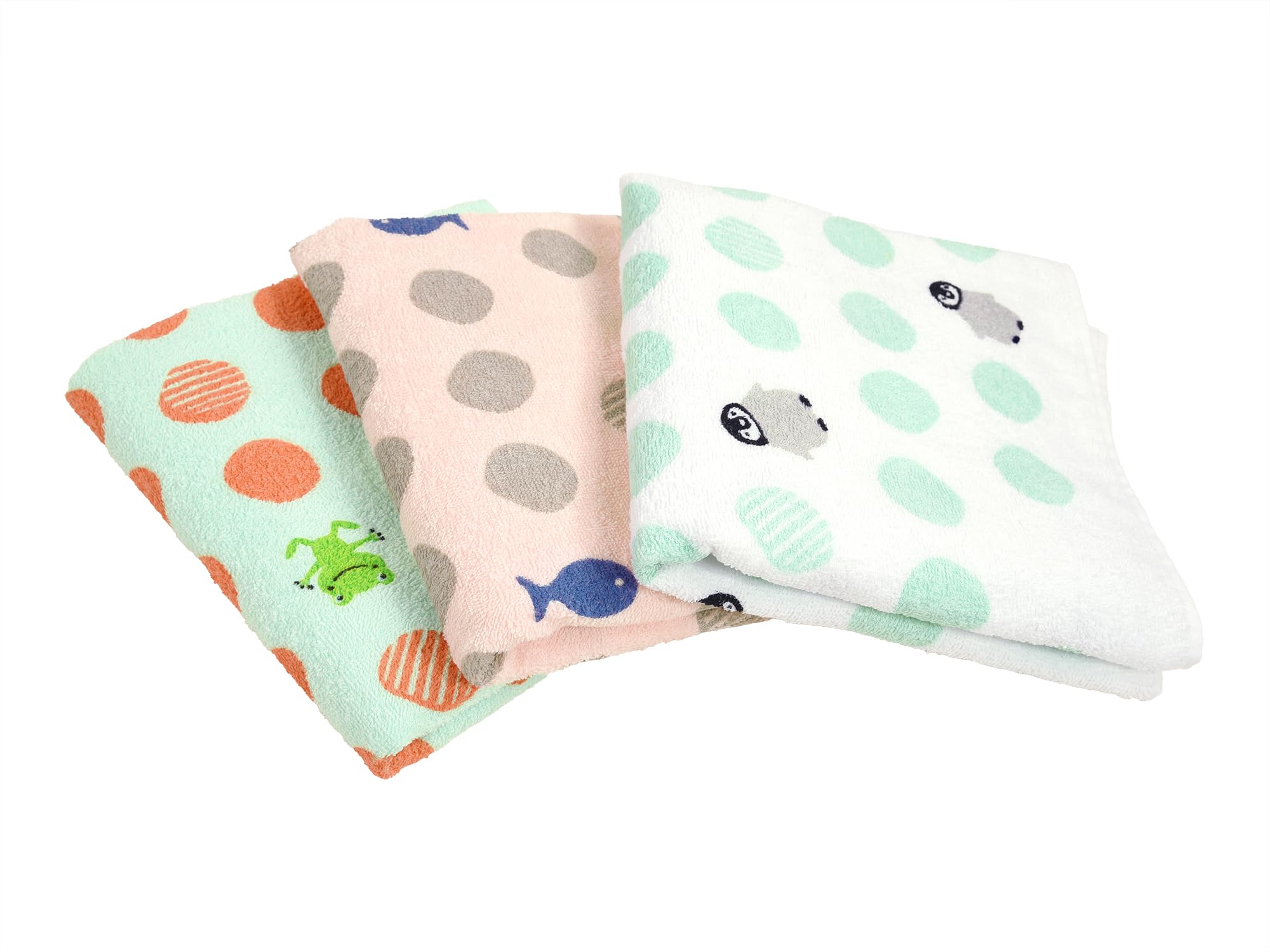 Kosugizen Mini Bath Print Towel 3 Colors 1 Towel of Each 50 x 100 Convenient Compact Thin Set of Towel, Everyday Happy, (3 Designs), Design, cm,