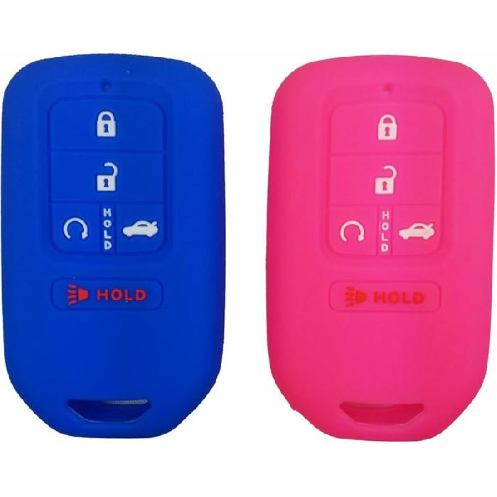 2Pcs Coolbestda Silicone Full Protective Key Fob Remote Cover Case Skin Jacket for 2017 2018    Honda Civic Accord Pilot CR-V 5 Buttons Smart Key