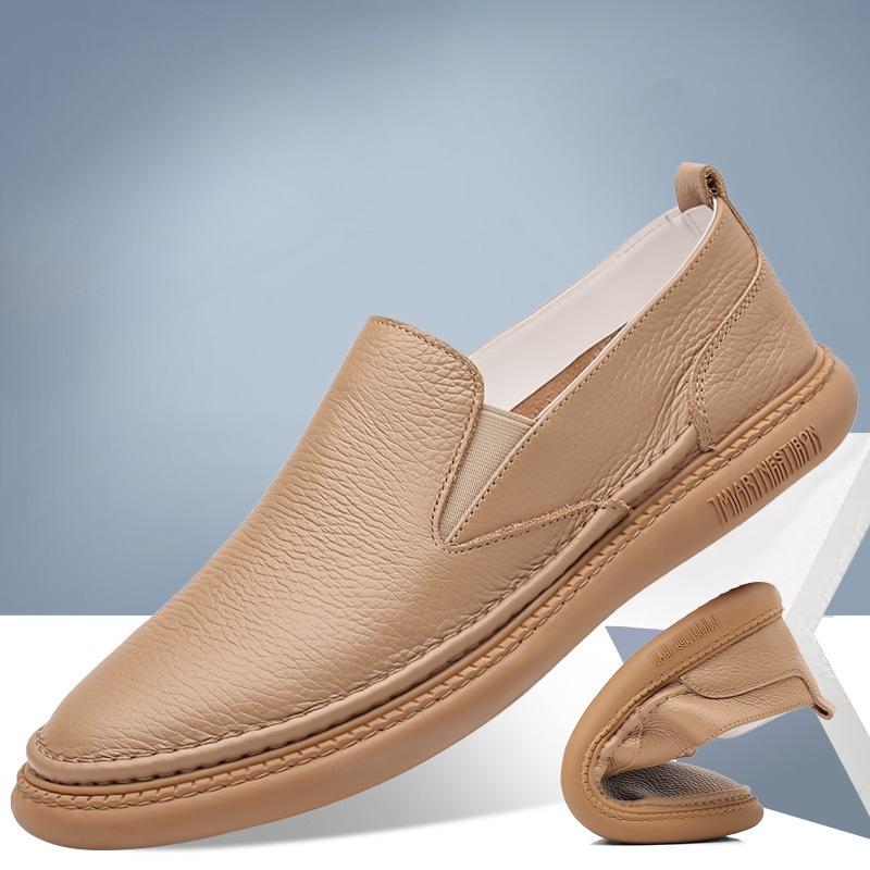 Pánské slip-on mokasíny z pravé kůže, vrchní vrstva hovězí kůže, prodyšné, pohodlné, ležérní boty, bílé tenisky, obuv